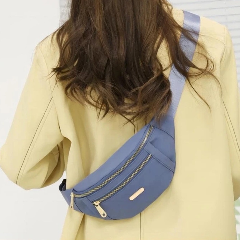 NEW| Women’s Nylon Preppy Blue Adjustable Strap Bum Fanny Pack Waist-Bag